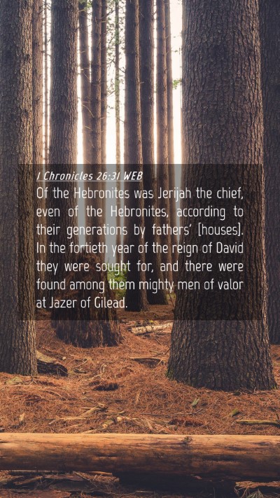 Picture 04 - 1 Chronicles 26:31 WEB Mobile Phone Wallpaper - Of the Hebronites was Jerijah the chief, even of - Mobile Bible Verse Wallpaper