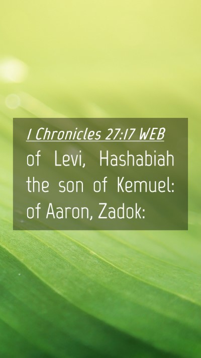 Picture 04 - 1 Chronicles 27:17 WEB Mobile Phone Wallpaper - of Levi, Hashabiah the son of Kemuel: of Aaron, - Mobile Bible Verse Wallpaper