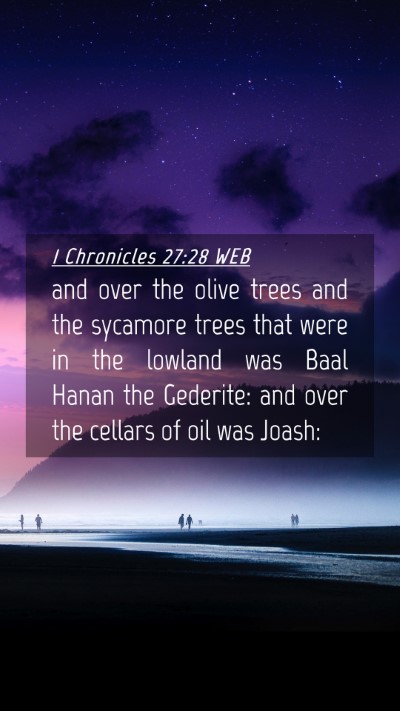 Picture 04 - 1 Chronicles 27:28 WEB Mobile Phone Wallpaper - and over the olive trees and the sycamore trees - Mobile Bible Verse Wallpaper