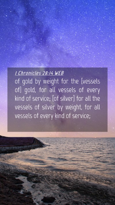 Picture 04 - 1 Chronicles 28:14 WEB Mobile Phone Wallpaper - of gold by weight for the [vessels of] gold, for - Mobile Bible Verse Wallpaper