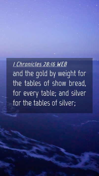 Picture 04 - 1 Chronicles 28:16 WEB Mobile Phone Wallpaper - and the gold by weight for the tables of show - Mobile Bible Verse Wallpaper
