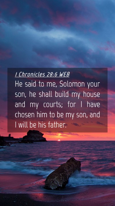 Picture 04 - 1 Chronicles 28:6 WEB Mobile Phone Wallpaper - He said to me, Solomon your son, he shall build - Mobile Bible Verse Wallpaper