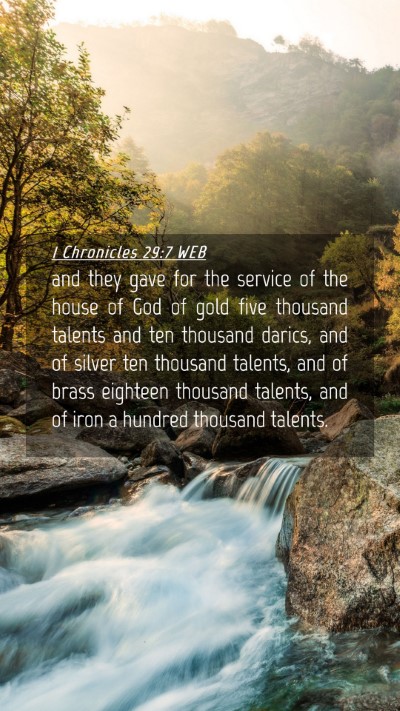 Picture 04 - 1 Chronicles 29:7 WEB Mobile Phone Wallpaper - and they gave for the service of the house of God - Mobile Bible Verse Wallpaper