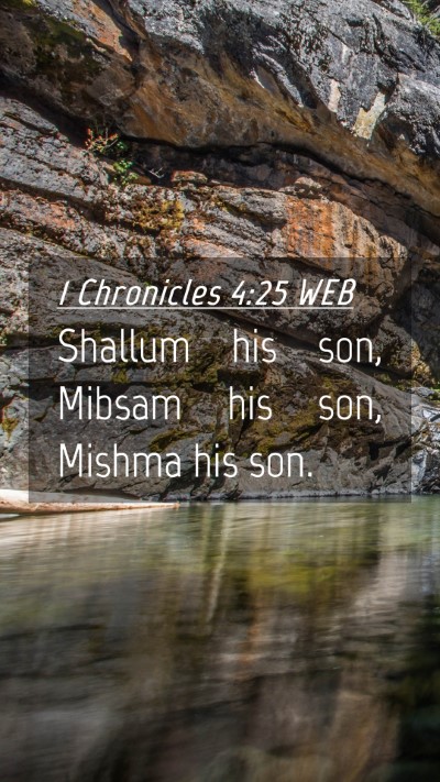 Picture 04 - 1 Chronicles 4:25 WEB Mobile Phone Wallpaper - Shallum his son, Mibsam his son, Mishma his - Mobile Bible Verse Wallpaper