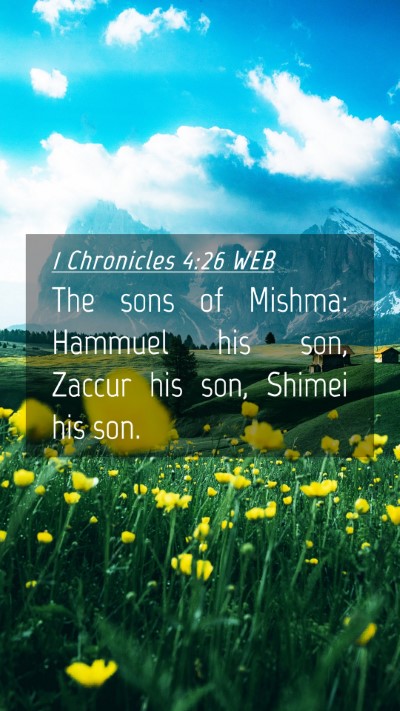 Picture 04 - 1 Chronicles 4:26 WEB Mobile Phone Wallpaper - The sons of Mishma: Hammuel his son, Zaccur his - Mobile Bible Verse Wallpaper