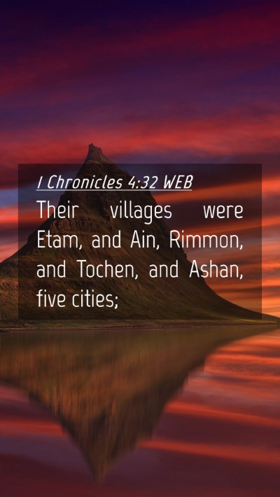 Picture 04 - 1 Chronicles 4:32 WEB Mobile Phone Wallpaper - Their villages were Etam, and Ain, Rimmon, and - Mobile Bible Verse Wallpaper