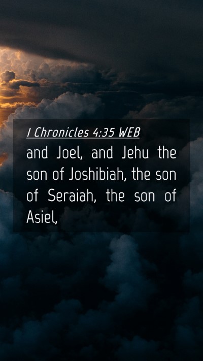 Picture 04 - 1 Chronicles 4:35 WEB Mobile Phone Wallpaper - and Joel, and Jehu the son of Joshibiah, the son - Mobile Bible Verse Wallpaper