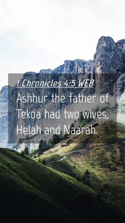 Picture 04 - 1 Chronicles 4:5 WEB Mobile Phone Wallpaper - Ashhur the father of Tekoa had two wives, Helah - Mobile Bible Verse Wallpaper