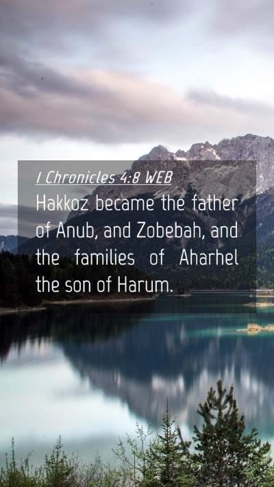 Picture 04 - 1 Chronicles 4:8 WEB Mobile Phone Wallpaper - Hakkoz became the father of Anub, and Zobebah, - Mobile Bible Verse Wallpaper