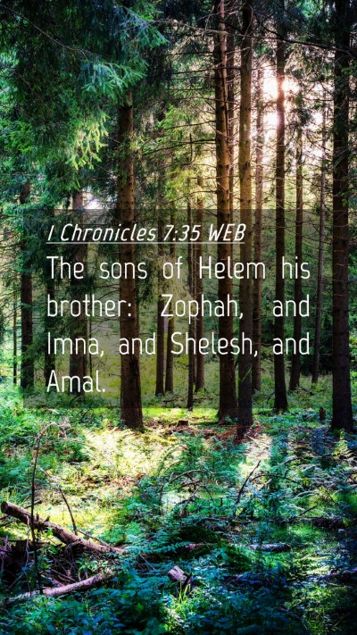 Picture 04 - 1 Chronicles 7:35 WEB Mobile Phone Wallpaper - The sons of Helem his brother: Zophah, and Imna, - Mobile Bible Verse Wallpaper