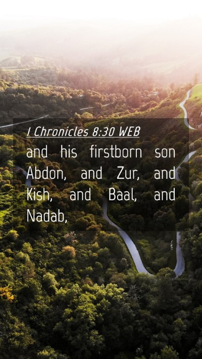 Picture 04 - 1 Chronicles 8:30 WEB Mobile Phone Wallpaper - and his firstborn son Abdon, and Zur, and Kish, - Mobile Bible Verse Wallpaper