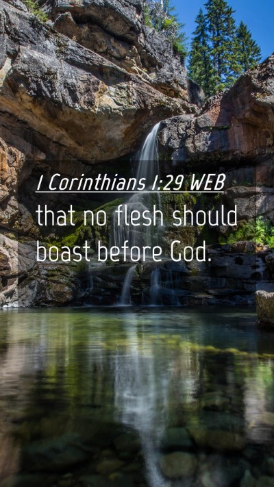 Picture 04 - 1 Corinthians 1:29 WEB Mobile Phone Wallpaper - that no flesh should boast before - Mobile Bible Verse Wallpaper