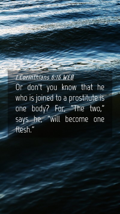 Picture 04 - 1 Corinthians 6:16 WEB Mobile Phone Wallpaper - Or don't you know that he who is joined to a - Mobile Bible Verse Wallpaper