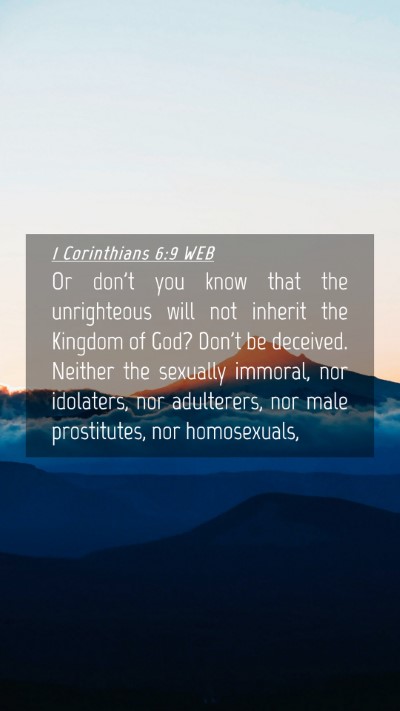 Picture 04 - 1 Corinthians 6:9 WEB Mobile Phone Wallpaper - Or don't you know that the unrighteous will not - Mobile Bible Verse Wallpaper