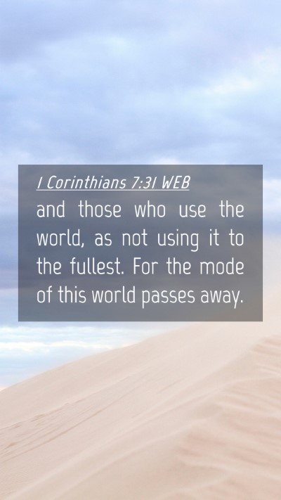 Picture 04 - 1 Corinthians 7:31 WEB Mobile Phone Wallpaper - and those who use the world, as not using it to - Mobile Bible Verse Wallpaper