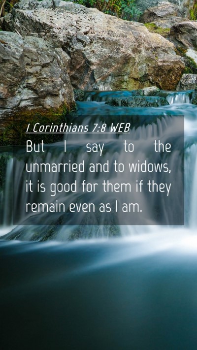 Picture 04 - 1 Corinthians 7:8 WEB Mobile Phone Wallpaper - But I say to the unmarried and to widows, it is - Mobile Bible Verse Wallpaper