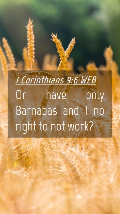 Picture 04 - 1 Corinthians 9:6 WEB Mobile Phone Wallpaper - Or have only Barnabas and I no right to not - Mobile Bible Verse Wallpaper