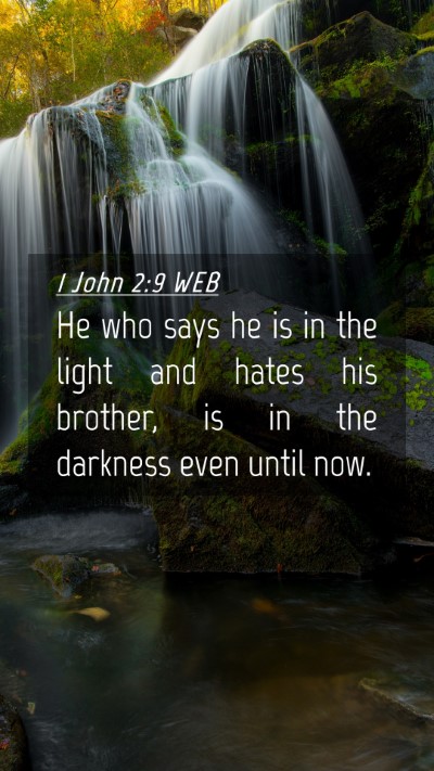 Picture 04 - 1 John 2:9 WEB Mobile Phone Wallpaper - He who says he is in the light and hates his - Mobile Bible Verse Wallpaper