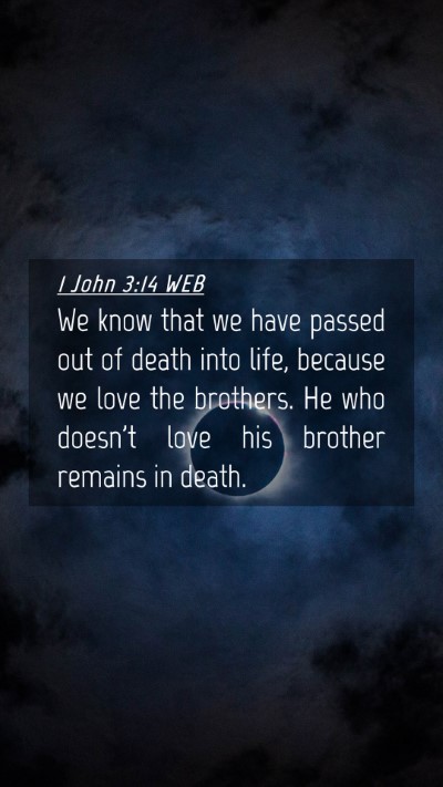 Picture 04 - 1 John 3:14 WEB Mobile Phone Wallpaper - We know that we have passed out of death into - Mobile Bible Verse Wallpaper