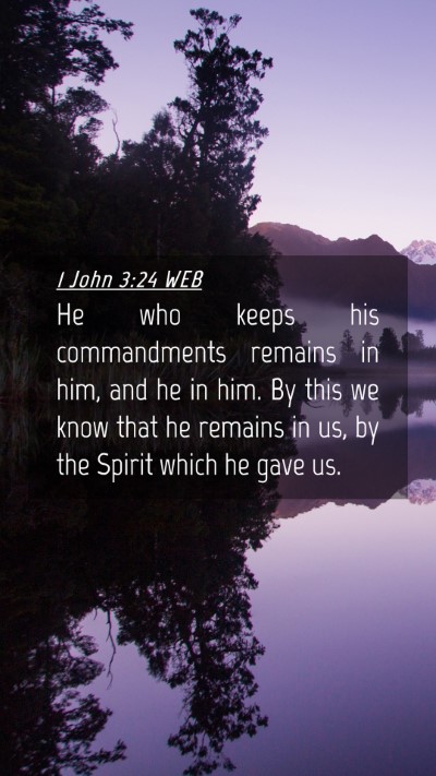 Picture 04 - 1 John 3:24 WEB Mobile Phone Wallpaper - He who keeps his commandments remains in him, and - Mobile Bible Verse Wallpaper