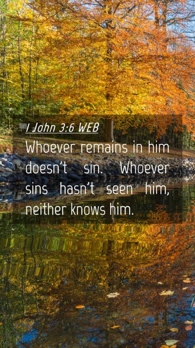Picture 04 - 1 John 3:6 WEB Mobile Phone Wallpaper - Whoever remains in him doesn't sin. Whoever sins - Mobile Bible Verse Wallpaper