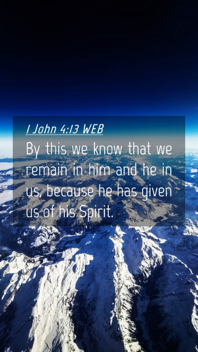 Picture 04 - 1 John 4:13 WEB Mobile Phone Wallpaper - By this we know that we remain in him and he in - Mobile Bible Verse Wallpaper