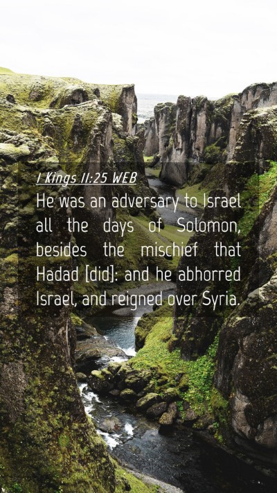 Picture 04 - 1 Kings 11:25 WEB Mobile Phone Wallpaper - He was an adversary to Israel all the days of - Mobile Bible Verse Wallpaper