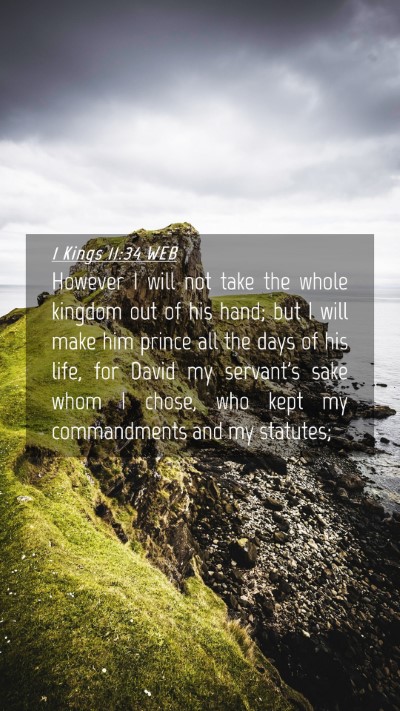 Picture 04 - 1 Kings 11:34 WEB Mobile Phone Wallpaper - However I will not take the whole kingdom out of - Mobile Bible Verse Wallpaper