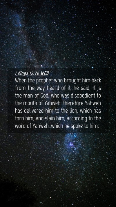 Picture 04 - 1 Kings 13:26 WEB Mobile Phone Wallpaper - When the prophet who brought him back from the - Mobile Bible Verse Wallpaper
