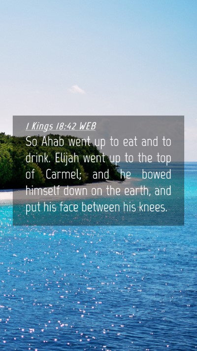 Picture 04 - 1 Kings 18:42 WEB Mobile Phone Wallpaper - So Ahab went up to eat and to drink. Elijah went - Mobile Bible Verse Wallpaper