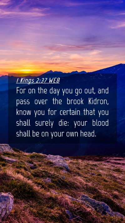 Picture 04 - 1 Kings 2:37 WEB Mobile Phone Wallpaper - For on the day you go out, and pass over the - Mobile Bible Verse Wallpaper