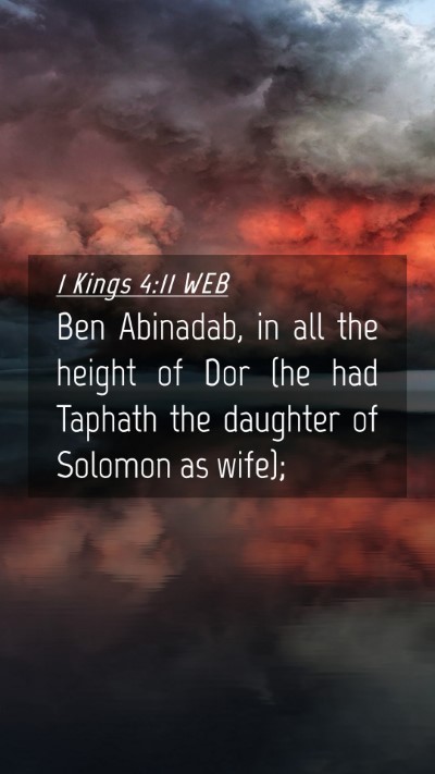 Picture 04 - 1 Kings 4:11 WEB Mobile Phone Wallpaper - Ben Abinadab, in all the height of Dor (he had - Mobile Bible Verse Wallpaper