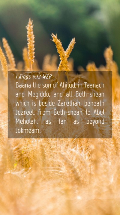 Picture 04 - 1 Kings 4:12 WEB Mobile Phone Wallpaper - Baana the son of Ahilud, in Taanach and Megiddo, - Mobile Bible Verse Wallpaper