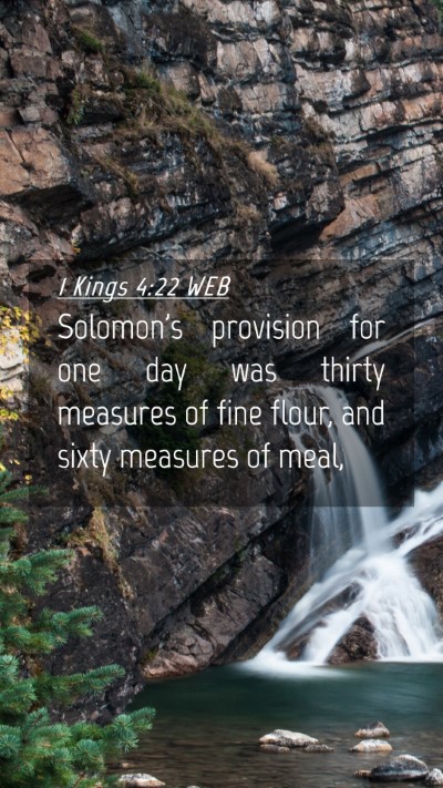 Picture 04 - 1 Kings 4:22 WEB Mobile Phone Wallpaper - Solomon's provision for one day was thirty - Mobile Bible Verse Wallpaper