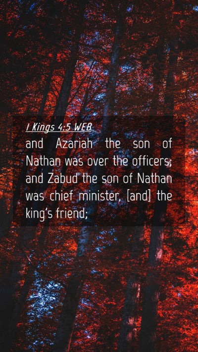 Picture 04 - 1 Kings 4:5 WEB Mobile Phone Wallpaper - and Azariah the son of Nathan was over the - Mobile Bible Verse Wallpaper
