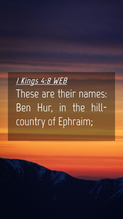 Picture 04 - 1 Kings 4:8 WEB Mobile Phone Wallpaper - These are their names: Ben Hur, in the - Mobile Bible Verse Wallpaper