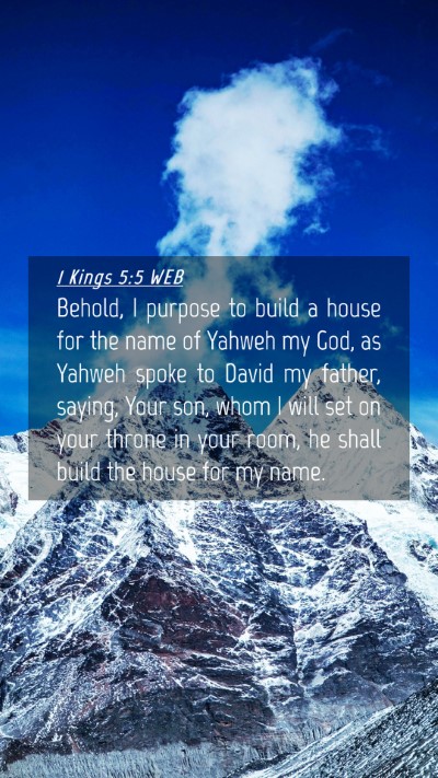 Picture 04 - 1 Kings 5:5 WEB Mobile Phone Wallpaper - Behold, I purpose to build a house for the name - Mobile Bible Verse Wallpaper