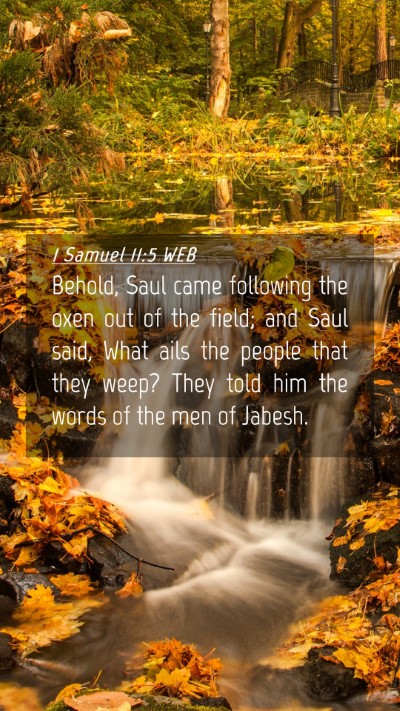 Picture 04 - 1 Samuel 11:5 WEB Mobile Phone Wallpaper - Behold, Saul came following the oxen out of the - Mobile Bible Verse Wallpaper