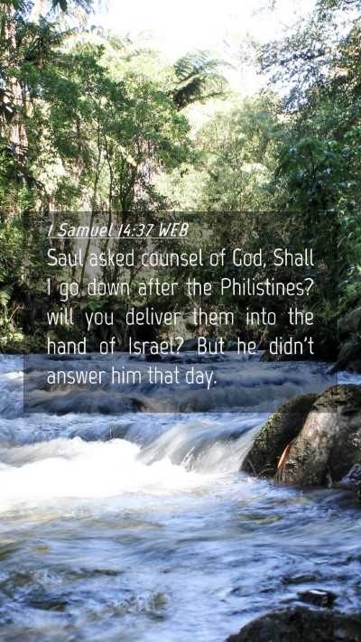 Picture 04 - 1 Samuel 14:37 WEB Mobile Phone Wallpaper - Saul asked counsel of God, Shall I go down after - Mobile Bible Verse Wallpaper