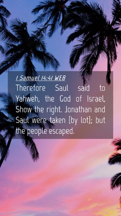 Picture 04 - 1 Samuel 14:41 WEB Mobile Phone Wallpaper - Therefore Saul said to Yahweh, the God of Israel, - Mobile Bible Verse Wallpaper