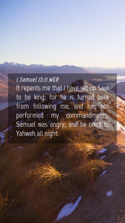 Picture 04 - 1 Samuel 15:11 WEB Mobile Phone Wallpaper - It repents me that I have set up Saul to be king; - Mobile Bible Verse Wallpaper