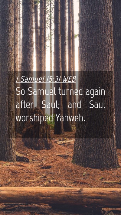 Picture 04 - 1 Samuel 15:31 WEB Mobile Phone Wallpaper - So Samuel turned again after Saul; and Saul - Mobile Bible Verse Wallpaper