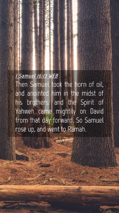 Picture 04 - 1 Samuel 16:13 WEB Mobile Phone Wallpaper - Then Samuel took the horn of oil, and anointed - Mobile Bible Verse Wallpaper