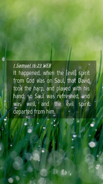 Picture 04 - 1 Samuel 16:23 WEB Mobile Phone Wallpaper - It happened, when the [evil] spirit from God was - Mobile Bible Verse Wallpaper