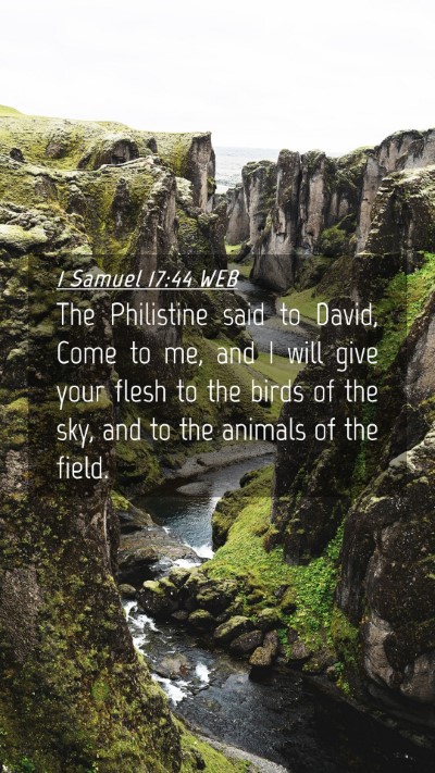 Picture 04 - 1 Samuel 17:44 WEB Mobile Phone Wallpaper - The Philistine said to David, Come to me, and I - Mobile Bible Verse Wallpaper