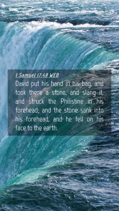 Picture 04 - 1 Samuel 17:49 WEB Mobile Phone Wallpaper - David put his hand in his bag, and took there a - Mobile Bible Verse Wallpaper