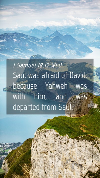 Picture 04 - 1 Samuel 18:12 WEB Mobile Phone Wallpaper - Saul was afraid of David, because Yahweh was with - Mobile Bible Verse Wallpaper