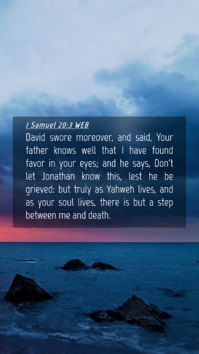 Picture 04 - 1 Samuel 20:3 WEB Mobile Phone Wallpaper - David swore moreover, and said, Your father knows - Mobile Bible Verse Wallpaper