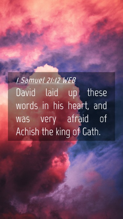 Picture 04 - 1 Samuel 21:12 WEB Mobile Phone Wallpaper - David laid up these words in his heart, and was - Mobile Bible Verse Wallpaper