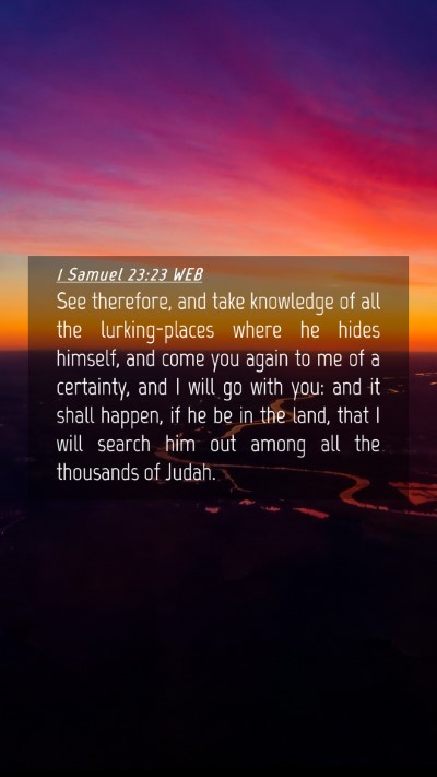 Picture 04 - 1 Samuel 23:23 WEB Mobile Phone Wallpaper - See therefore, and take knowledge of all the - Mobile Bible Verse Wallpaper